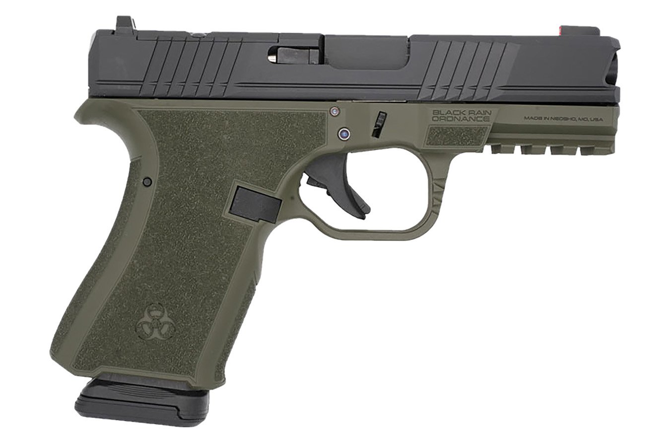 Black Rain Ordnance Frontline Compact Frame 9mm Luger Pistol with OD Green Cerakote Polymer Frame
