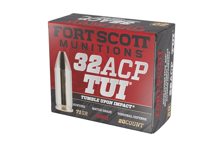 Fort Scott Munitions 32 ACP 71 Grain Solid Copper Spun Tumble Upon Impact 20/Box