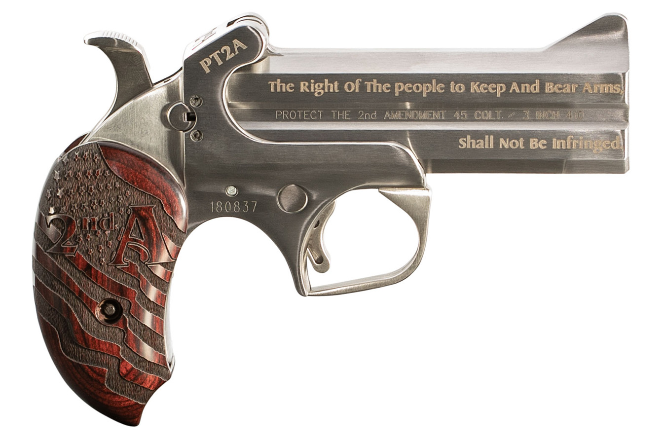 Bond Arms Inc Protect the 2nd Amendment Derringer Single 45 Colt (LC)/410 Gauge Pistol with ROsewood Grips
