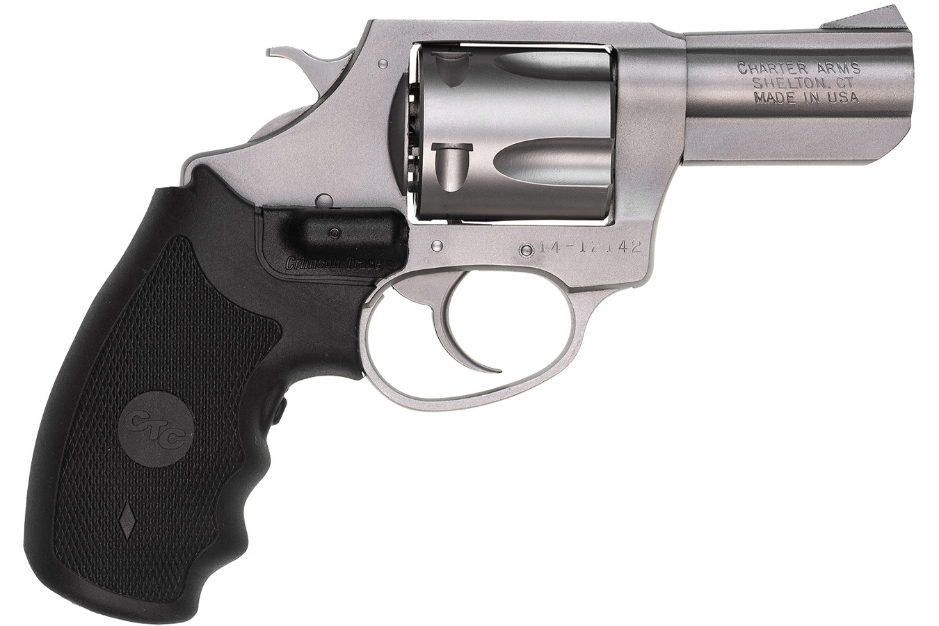 Charter Arms Bulldog Large 44 Special Pistol with Black Crimson Trace Laser Grips
