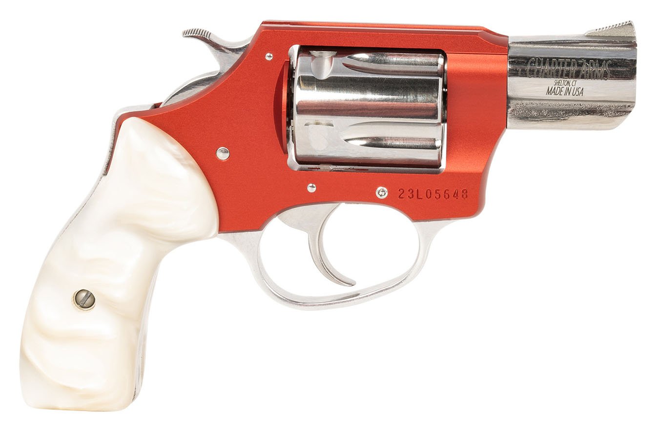 Charter Arms Chic Lady 38 Special Revolver With Red Frame And White Grips 