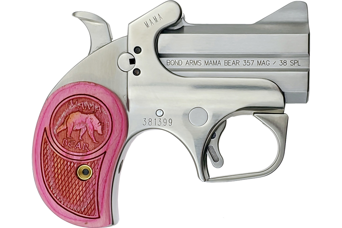 Bond Arms Inc Mama Bear 357 Mag/38 Special Pistol with Pink Wood Grips
