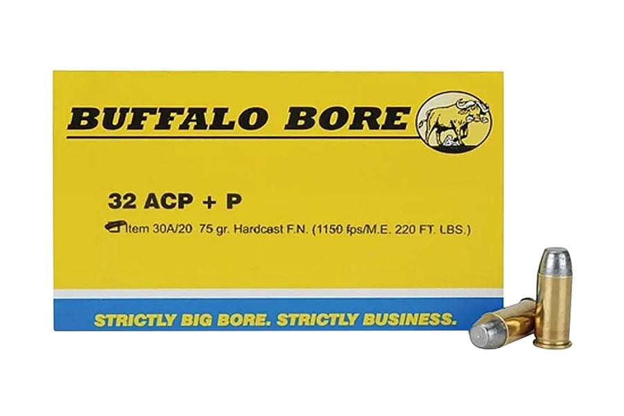 Buffalo Bore 32 ACP 75 Grain Hard Cast Flat Nose Personal Defense Strictly Business 20/Box