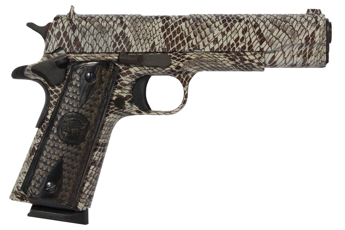 Iver Johnson 1911 A1 Copperhead 45 ACP Pistol with Black Snakeskin Diamondwood Grips