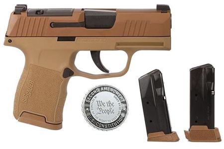 SIG SAUER P365 2A 9MM 3.1 IN BARREL OPTIC READY COYOTE FRAME 3 MAGS 2A COIN