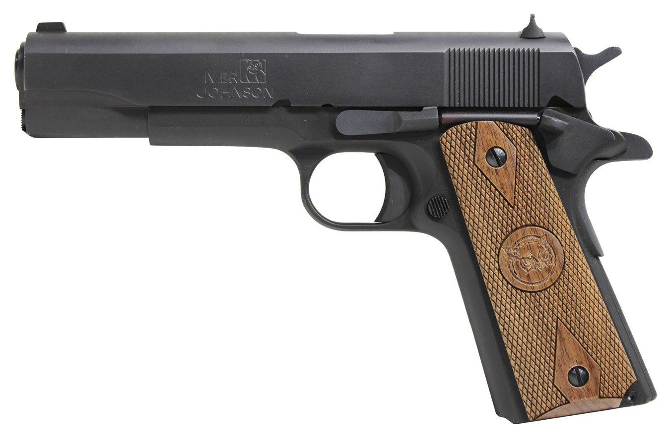 Iver Johnson 1911 A1 9mm Luger Pistol with Double Diamond Walnut Grips