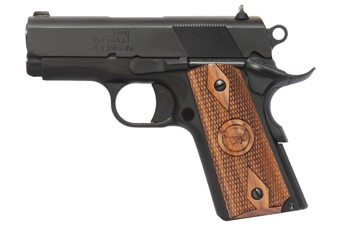 Iver Johnson Thrasher Officer 9mm Luger Pistol with Walnut Grips