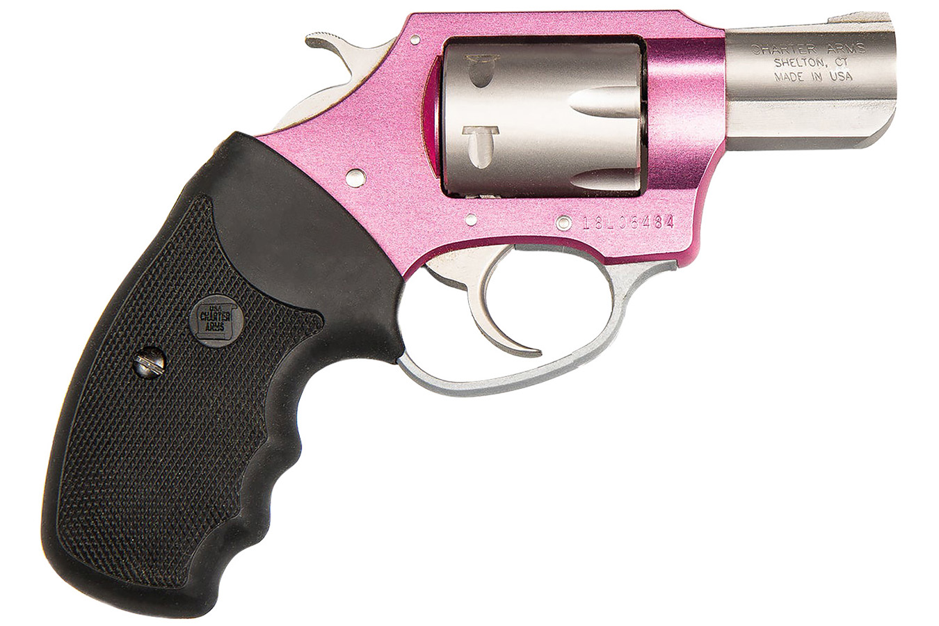 Charter Arms Pathfinder Pink Lady Small Frame 22 WMR Pistol with Grooved Rubber Grips