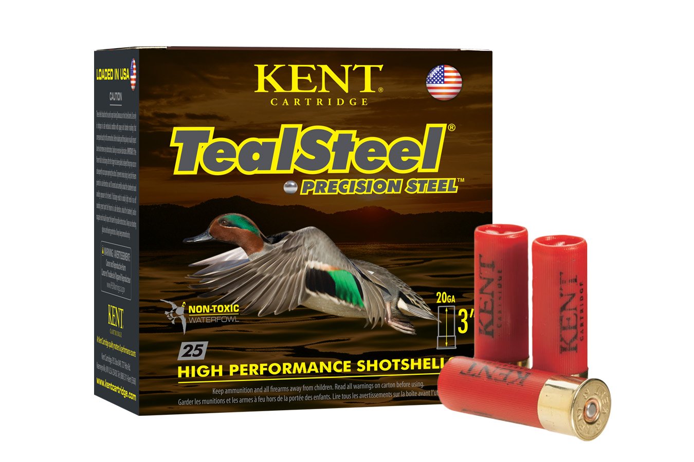 Kent Cartridge 20 Gauge 3 Inch 1oz TealSteel Precision Steel Shotshells 25/Box
