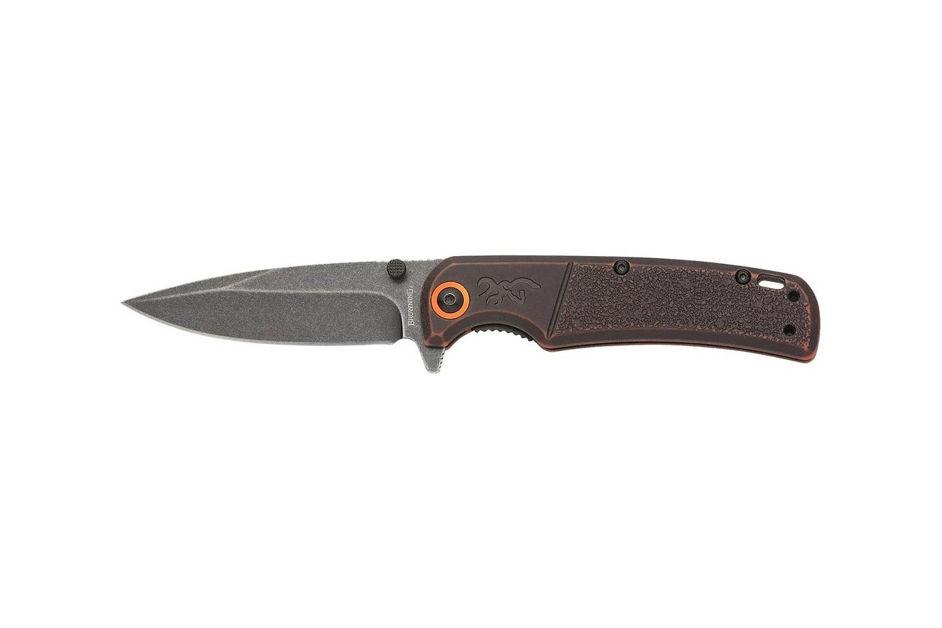 Browning Orange And Black Buckmark Slim Wash Folding Knife