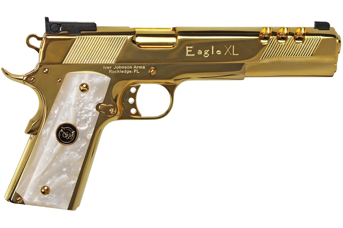 Iver Johnson 10WP Golden Eagle XL Deluxe Full Size Frame 10mm Auto Pistol with Iver Johnson Logo Grips