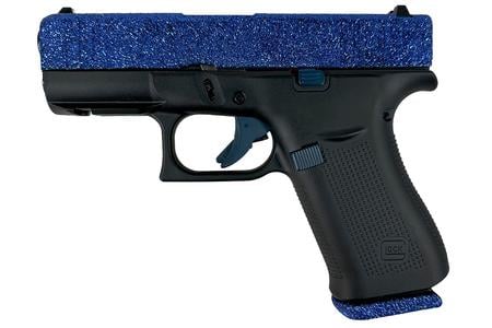 GLOCK MODEL 43X 9 MM SLIM SUB COMPACT 3.41 IN BARREL NAVY BLUE GLITTER SLIDE BLACK FRA