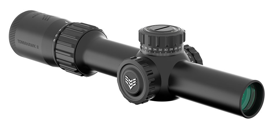 Swampfox Optics  TOMAHAWK II LPVO 1-4X24MM SFP ILLUMINATED RIFLE SCOPE