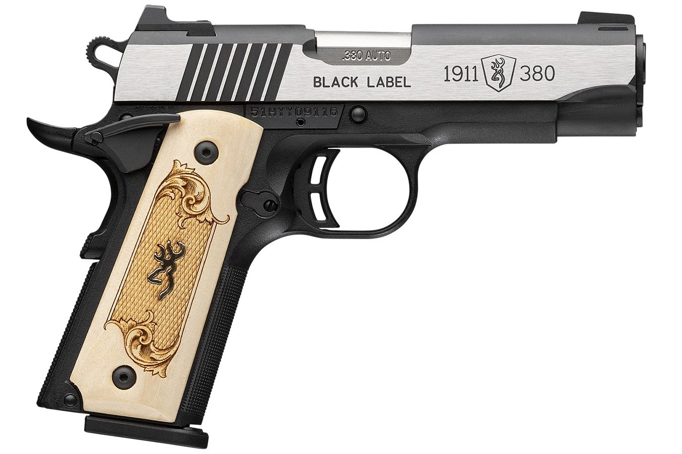 Browning 1911-380 Black Label Medallion Compact Frame 380 ACP Pistol with Maple Wood Grips