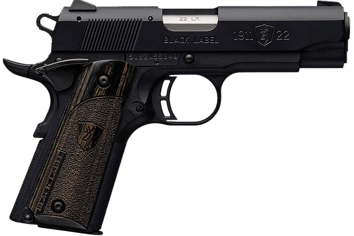 Browning 1911-22 Black Label Compact 22 LR Pistol with Black Laminate Stippled Grip