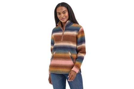 RETRO AMERICANA STRIPE SHERPA ZIP PULLOVER