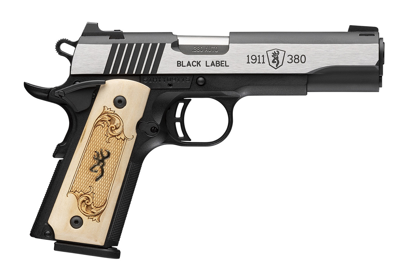 Browning 1911 Black Label Medallion Full Size Frame 380 ACP Pistol with Maple Wood Grips