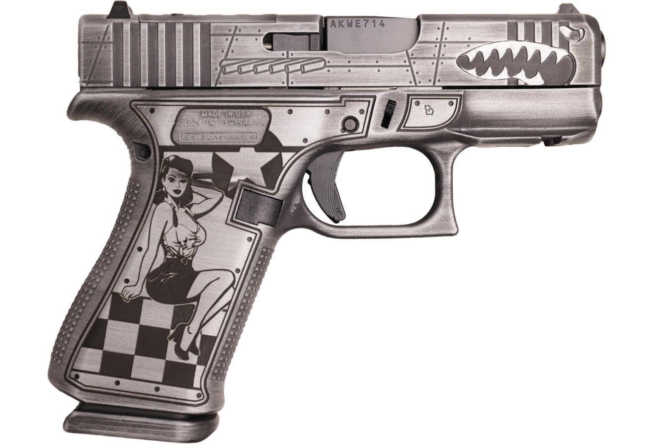 Glock 43x MOS 9mm Optic Ready Pistol with P-51 Mustang WWII Finish