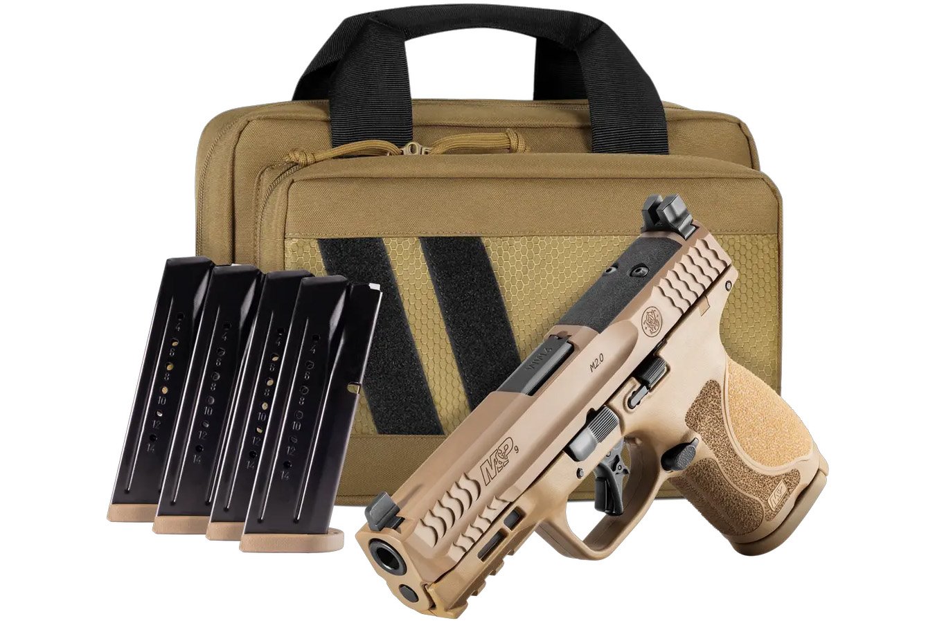 Smith & Wesson M&P9 M2.0 Compact 9mm Optic Ready FDE Pistol with Five Magazines and Savior Range Bag