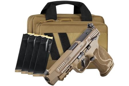 SMITH AND WESSON MP9 2.0 9MM 5 IN BARREL FDE THUMB SAFETY OPTIC READY SAVIOR FDE BAG 5 MAGS