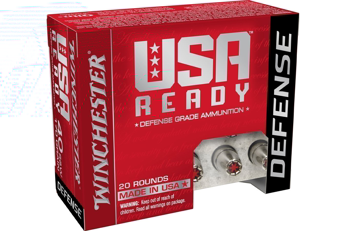 Winchester 40 S&W 170gr Hex Vent Hollow Point USA Ready 20/Box