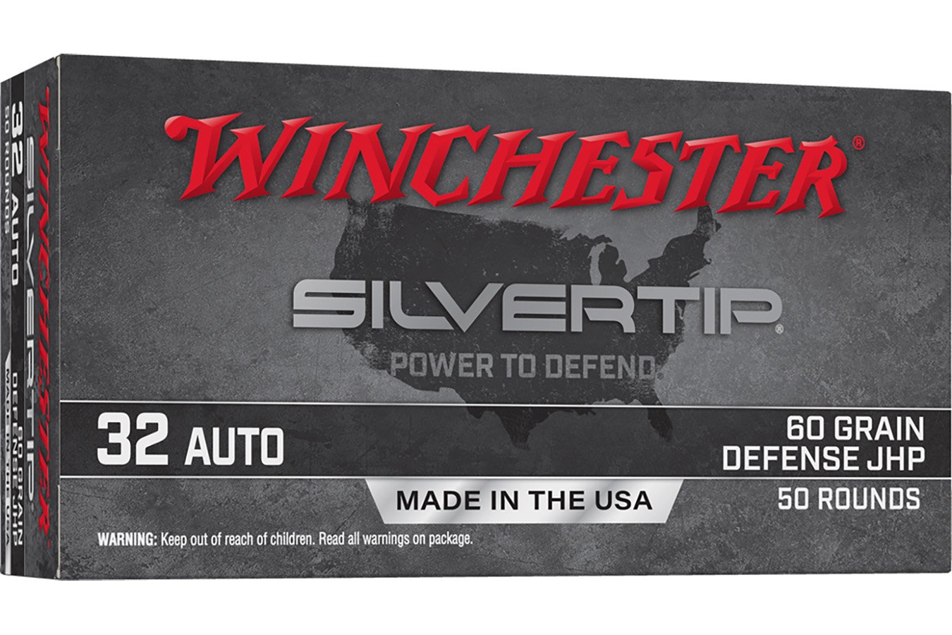 Winchester 32 ACP 60 gr Jacketed Hollow Point Silvertip 50/Box