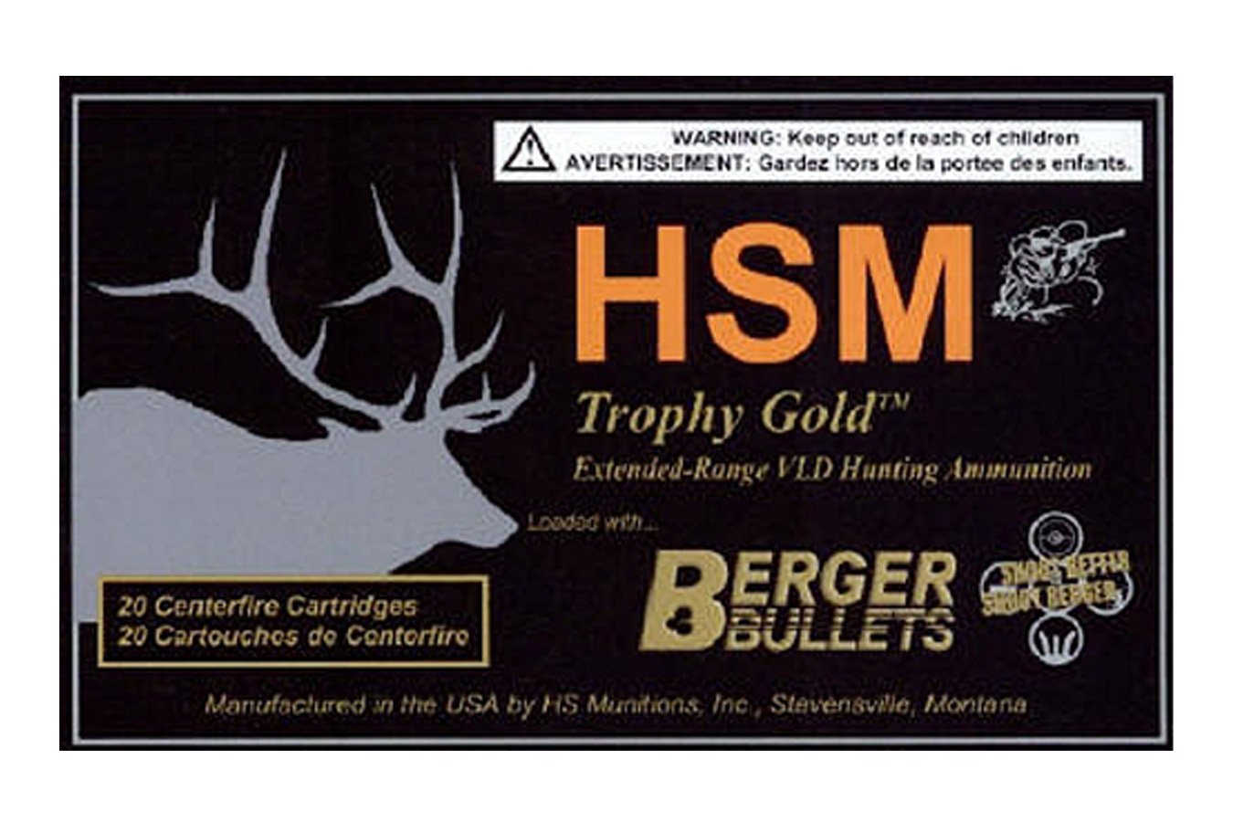 Hsm 300 H&H Mag 168 gr Berger Hunting VLD Match Trophy Gold Extended Range 20/Box