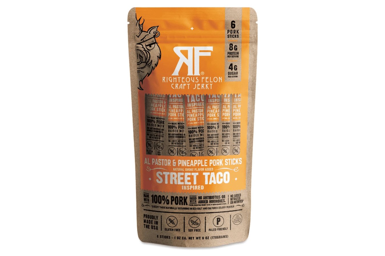 Righteous Felon 6 Pack Street Taco Pork Sticks