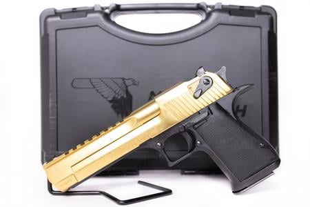 MAGNUM RESEARCH DE 44MAG MK XIX 6`, CUSTOM BLACK STEEL FRAME W/ GOLD UPPER
