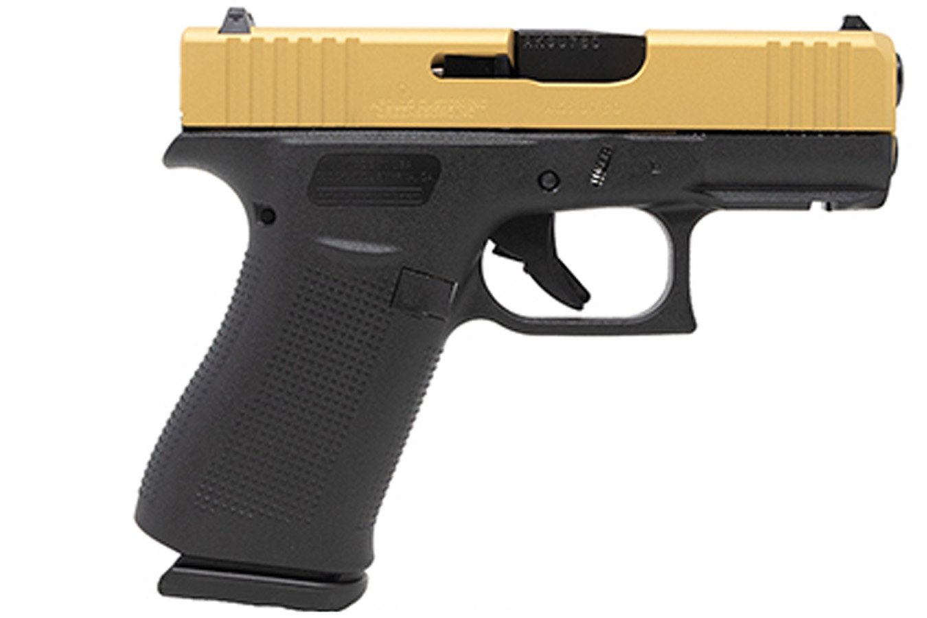 Glock 43X 9mm Pistol with Gold Slide and Black Frame