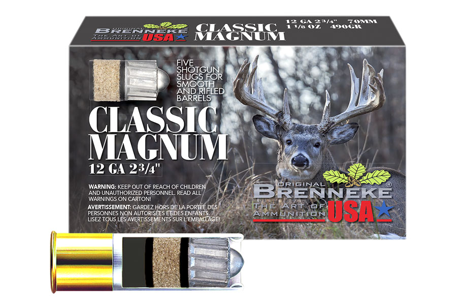 Brenneke 12 Gauge 2-3/4  Inch 1-1/8 Oz 492 Grain Slug Classic Magnum 5/Box
