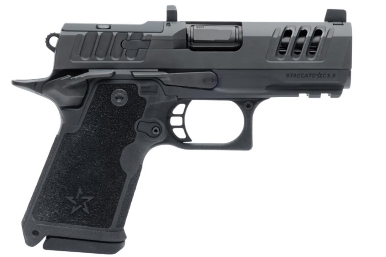 No. 29 Best Selling: STACCATO PREMIUM HD CARRY 9 MM 3.6 IN DLC BARREL TRIJICON NIGHT SIGHT 4 MAGS