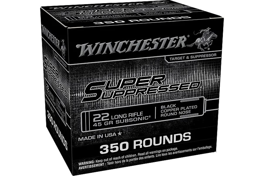 Winchester 22LR 45 gr JHP Super Suppressed 350/Box