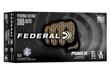 Federal 380 ACP 85 Gr JHP Punch Personal Defense Ammo 50/Box