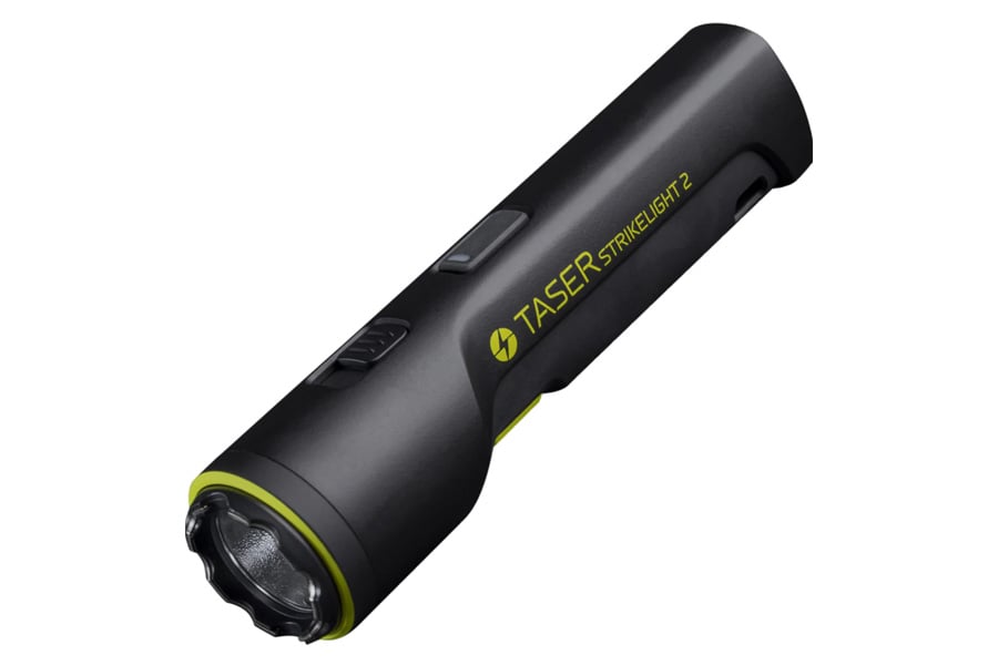 Taser StrikeLight 2 Black Stun Gun Flashlight – 3-in-1 LED (High/Low/Red), USB-C Rechargeable, Audible Arc