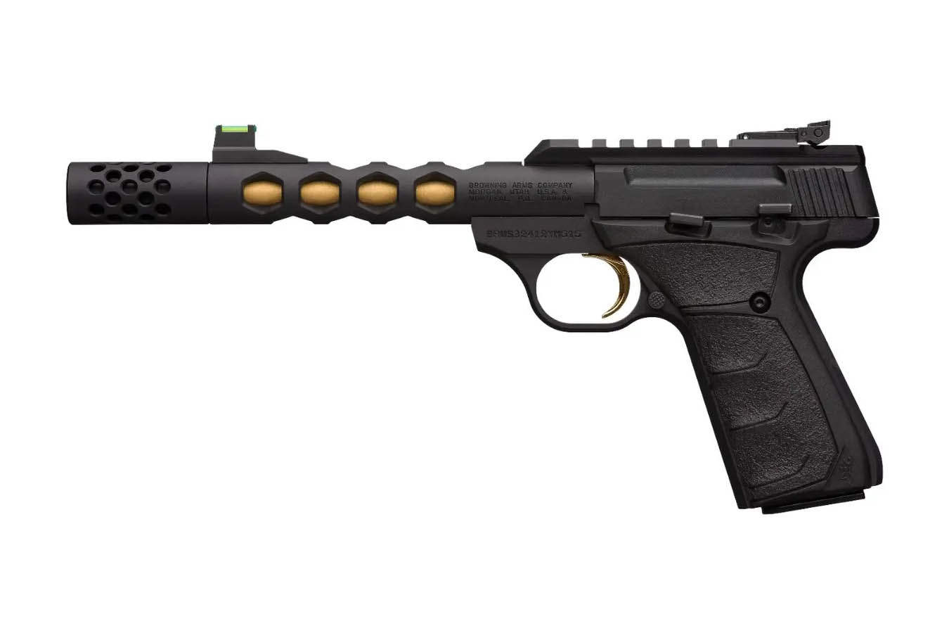 Browning Buck Mark Plus Vision 22LR Black/Gold Suppressor Ready Rimfire Pistol