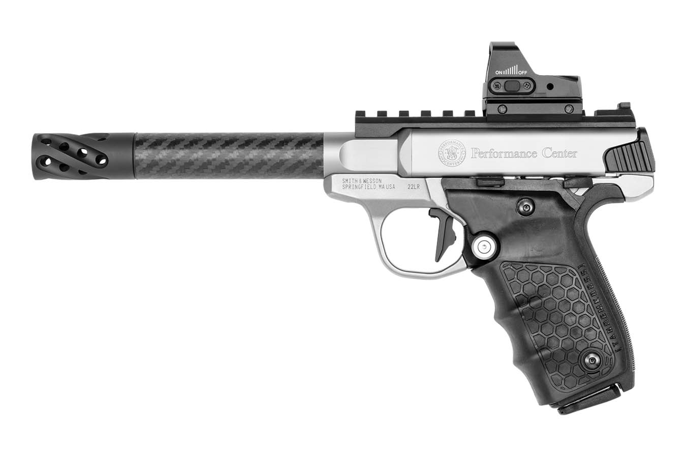 Smith & Wesson SW22 Victory 22LR Performance Center Target Model with Carbon Fiber Barrel and Crimson Trace Red Dot