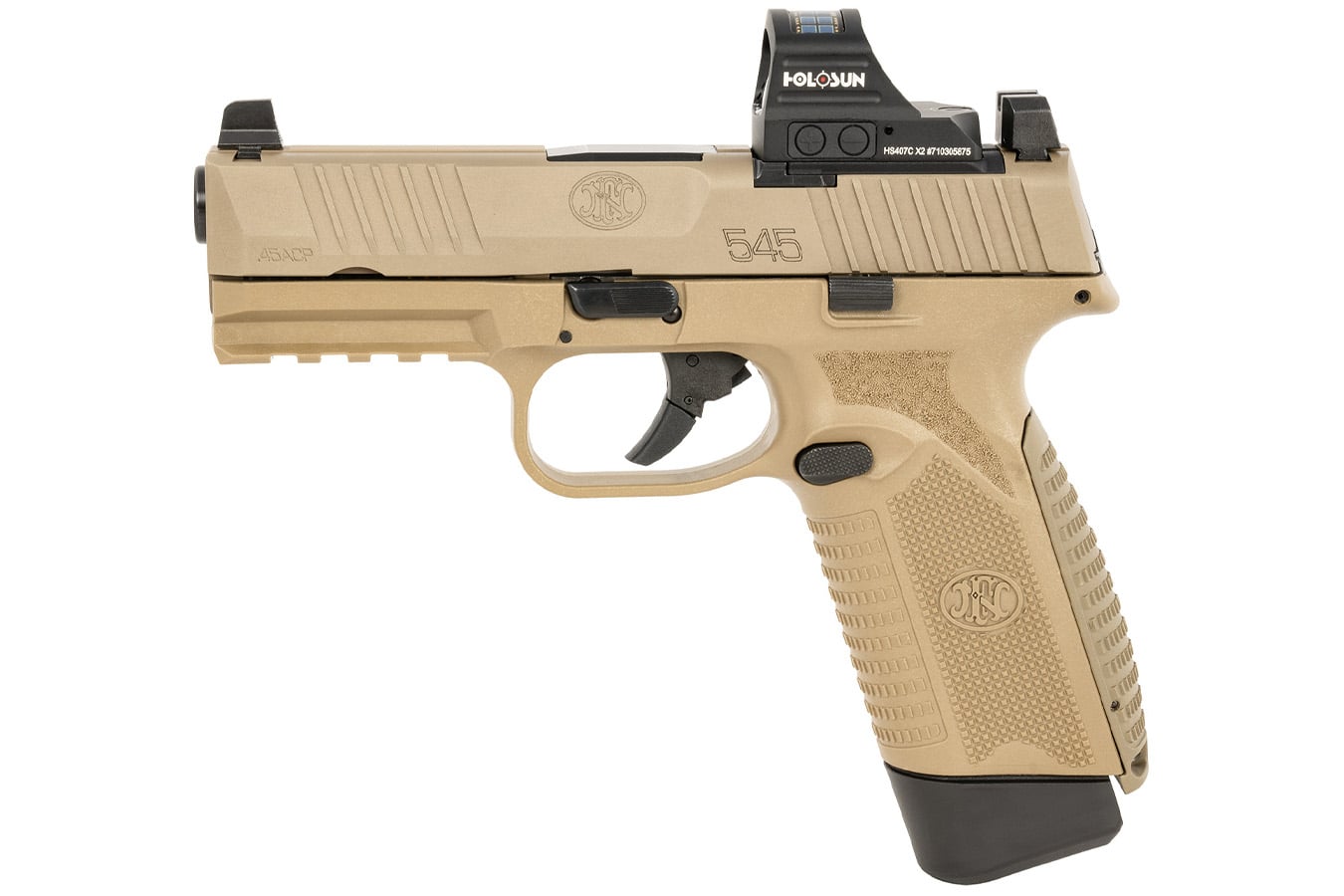 FN 545 MRD 45 ACP Semi-Automatic FDE Pistol with Holosun 407c Red Dot