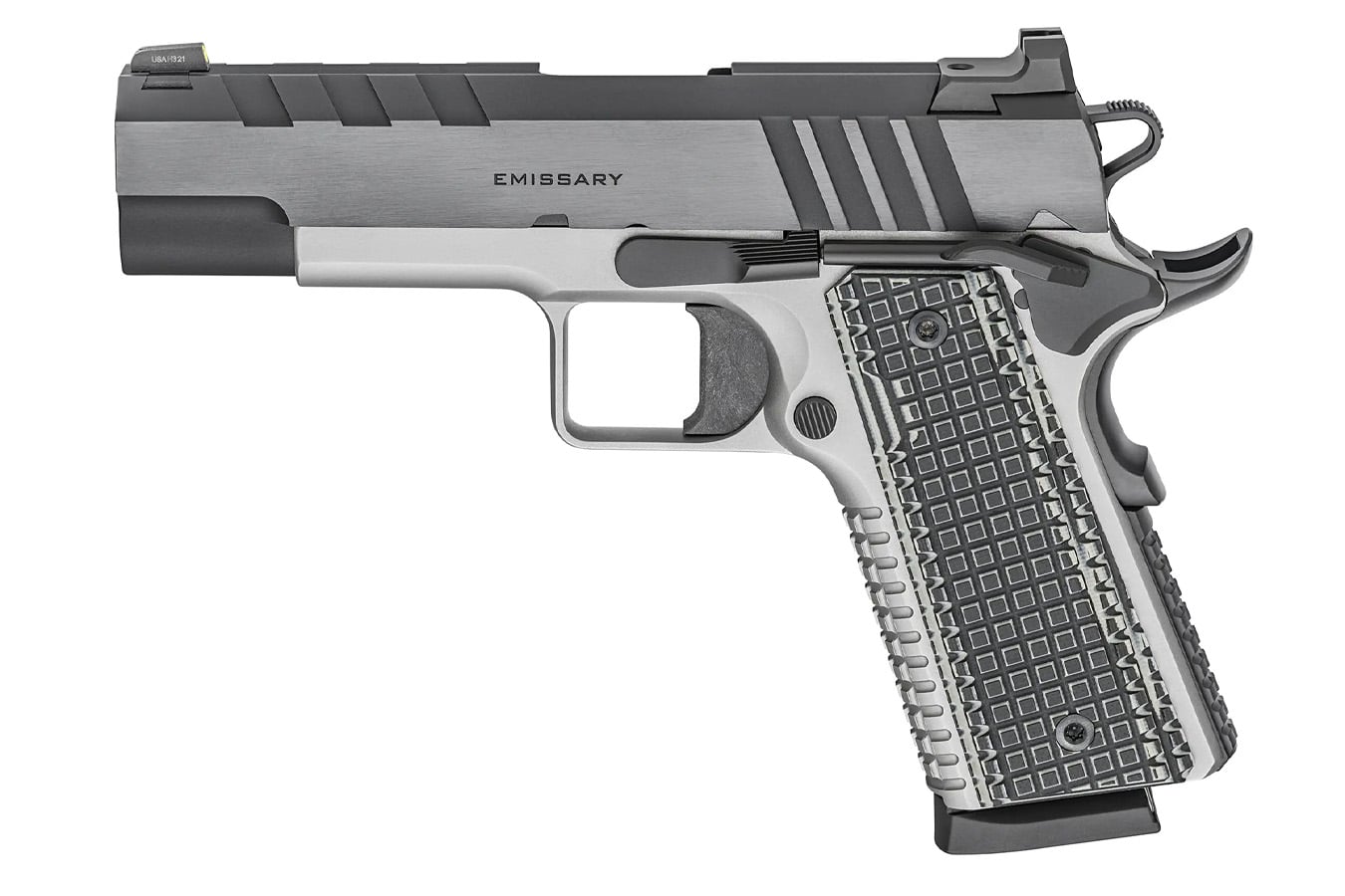 Springfield 1911 Emissary 45 ACP Compact Pistol with Stainless Finish and G10 Grips