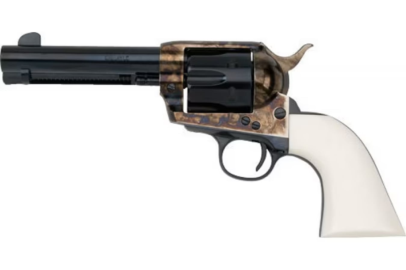 EMF DLX Californian 45 Colt Revolver with Case Hardened Frame and White Grips