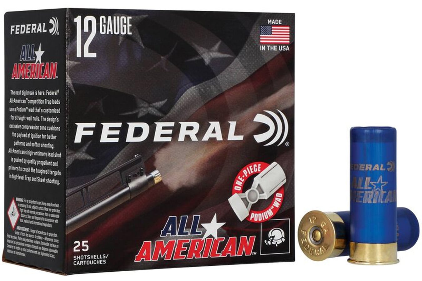 Federal 12 Gauge 2-3/4 Inch 1-1/8 oz 7.5 Shot All American 25/Box