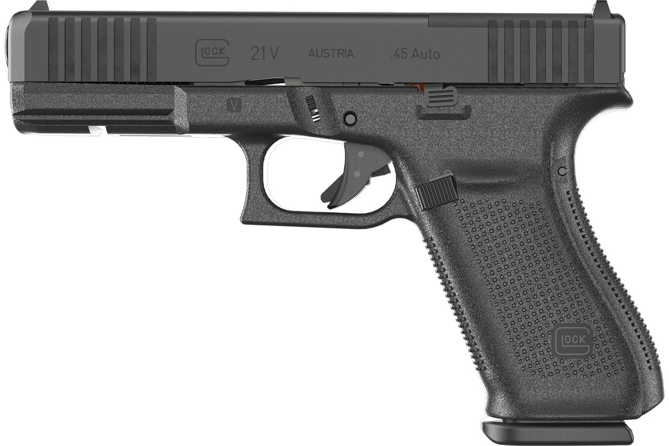 Glock 21V Gen 5 MOS 45 ACP Pistol with Steel Black Slide and Frame