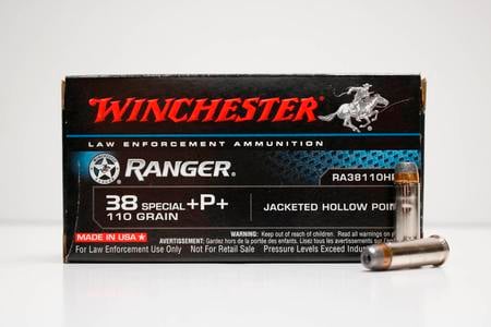 Winchester 38 Special +P 110 gr Ranger JHP Police Trade-In Ammo 50/Box