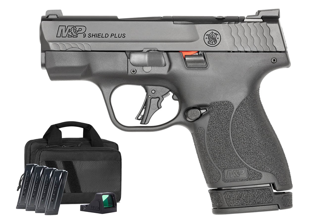 Smith & Wesson MP9 Shield Plus 9mm Optic Ready Bundle with Viridian RFX-11 Green Dot, 4 Mags and Savior Bag