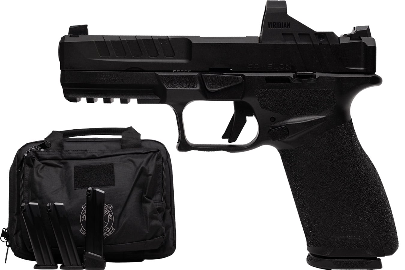 Springfield Echelon 4.5F 9mm Gear Pac with Viridian RFX-11 Green Dot, Four Mags and Pistol Bag