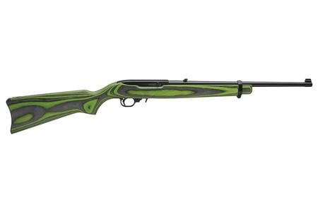 10/22 22LR 18.5` BARREL BLACK AND GREEN LAMINATE STOCK 