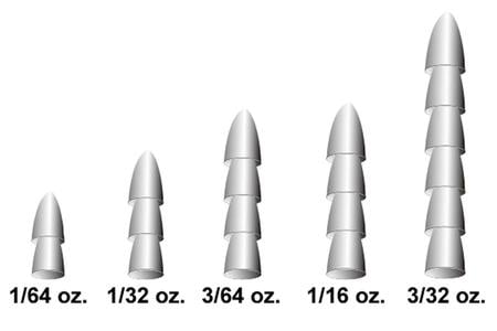 TUNGSTEN PAGODA NAIL SINKER PLAIN 1/64 OZ. (11 PK)