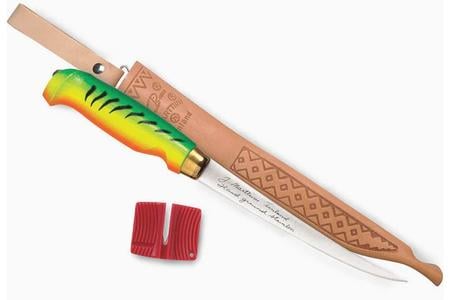 6IN FISHN FILLET IN FIRETIGER / SINGLE STAGE SHARPENER / SHEATH