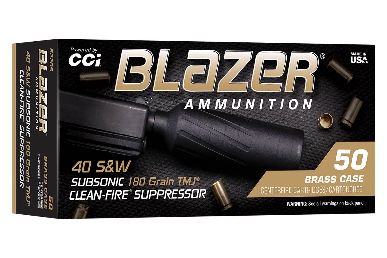 CCI 40 S&W 180gr TMJ Clean-Fire Subsonic Suppressor 50/Box