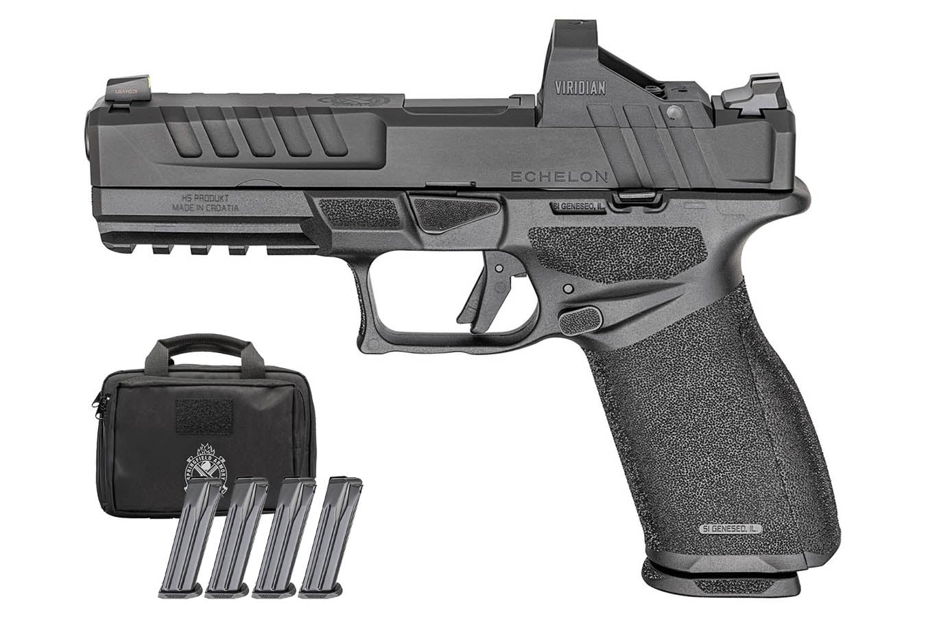 Springfield Echelon 4.5F 9mm Firstline Gear Pac with Viridian RFX-11 Green Dot, Four Mags and Pistol Bag